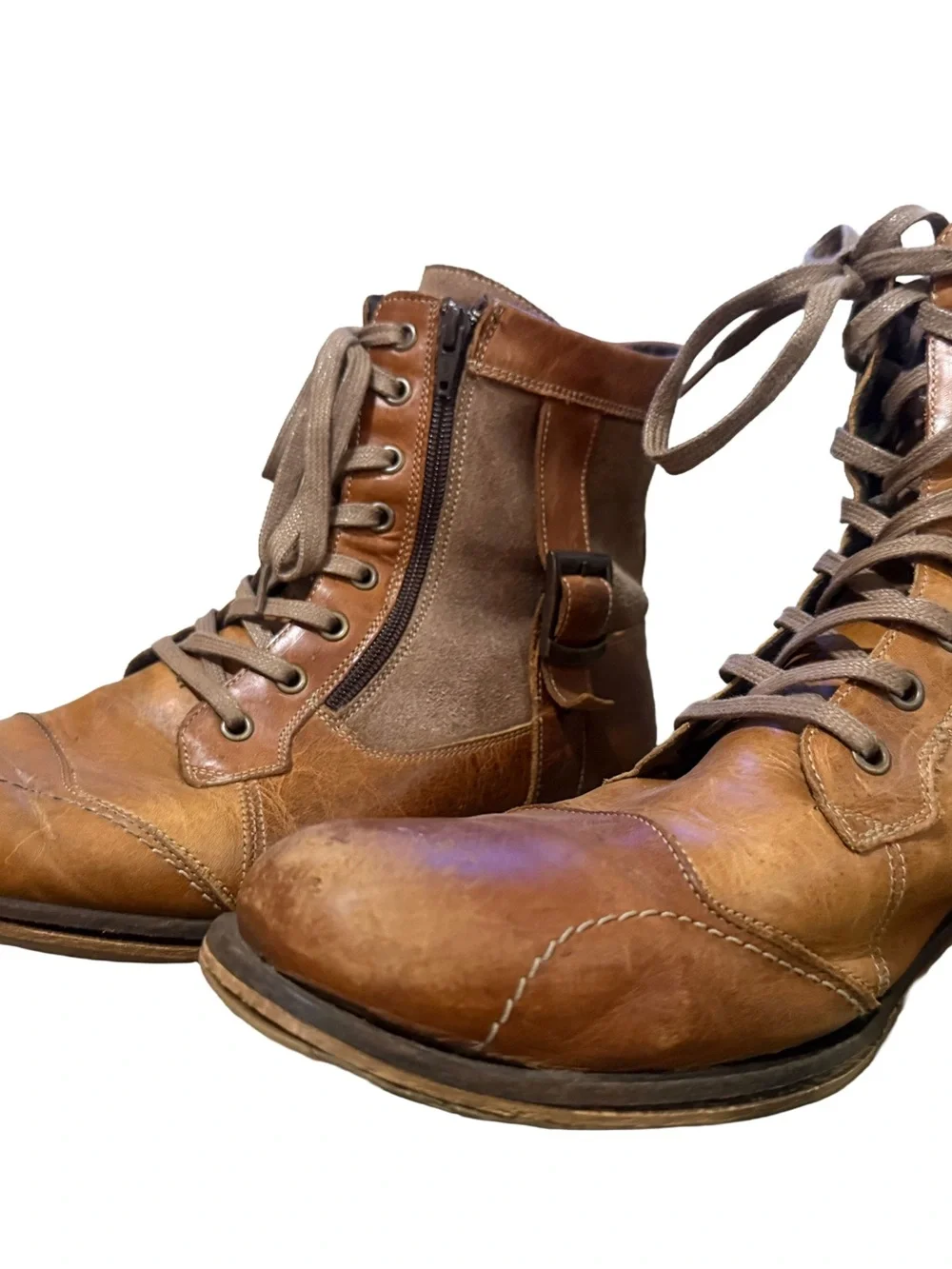 Steve Madden TREK Men’s Brown Leather Combat Boots Size 13